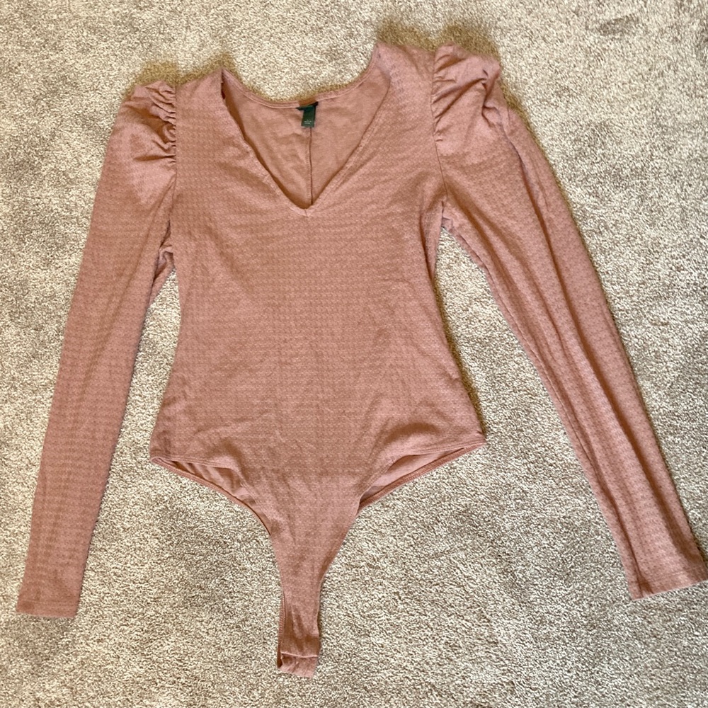 blush pink long sleeve bodysuit